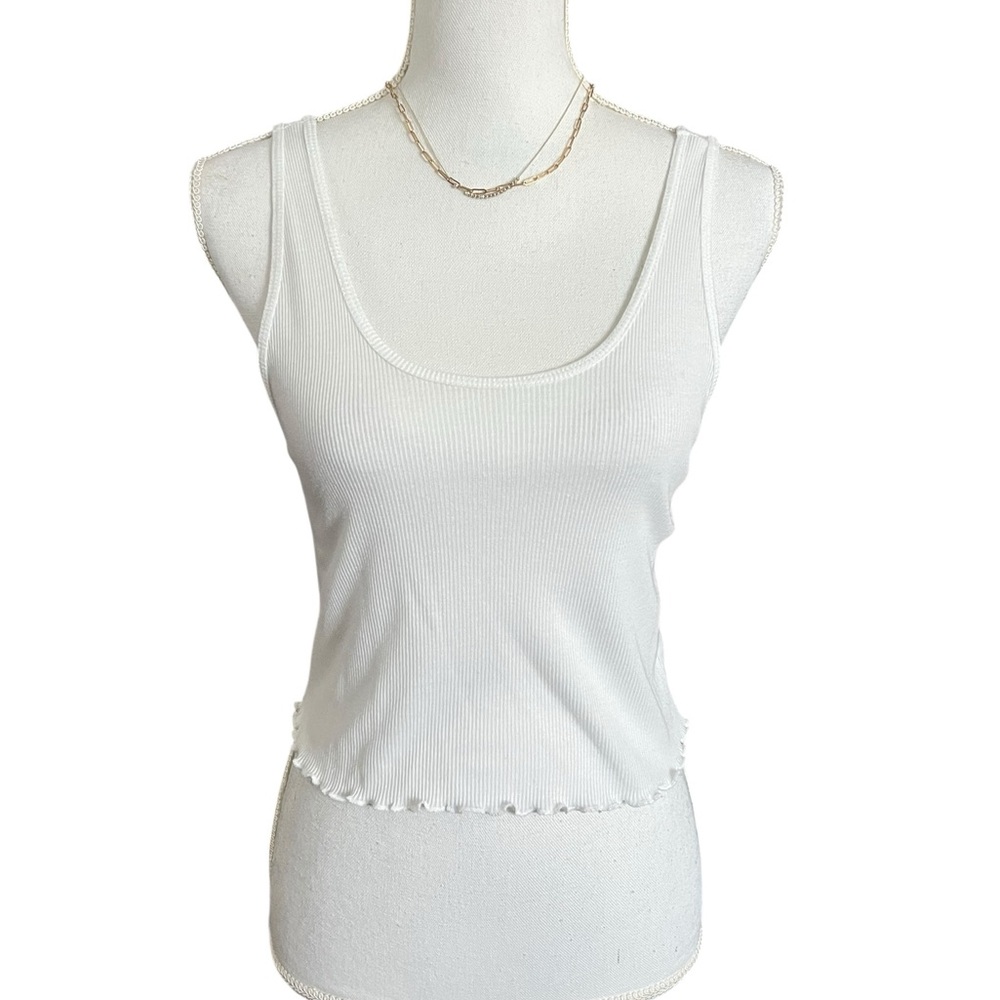 Aerie White Ribbed Tank Top